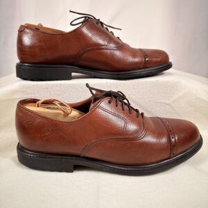 HS TRASK Mens Brown Leather Lace Up Dress Oxford Shoes Size 9 D 4029 Work Casual